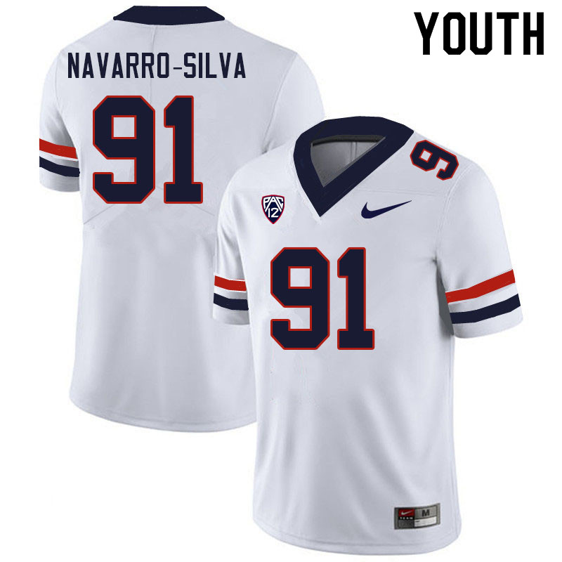 Youth #91 Alex Navarro-Silva Arizona Wildcats College Football Jerseys Sale-White